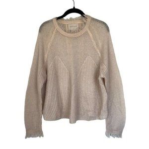 Anthropologie Moon River Oversized Sheer Raglan Sweater in Tan Size Medium